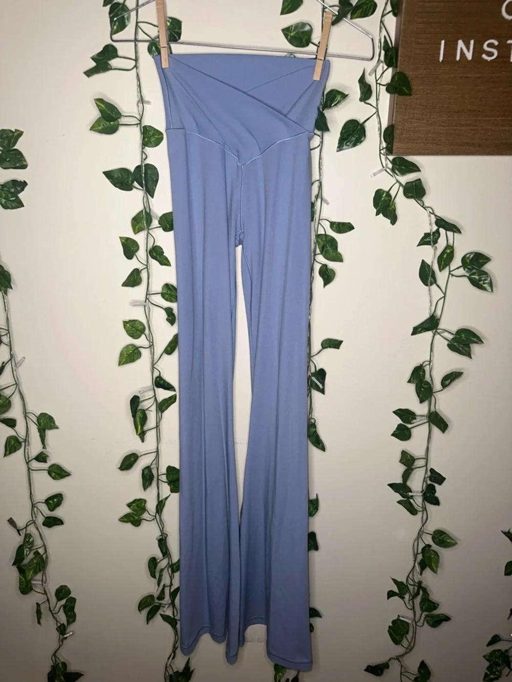 OFFLINE Aerie Real Me High Waisted Crossover Flare Leggings Light Blue LONG
